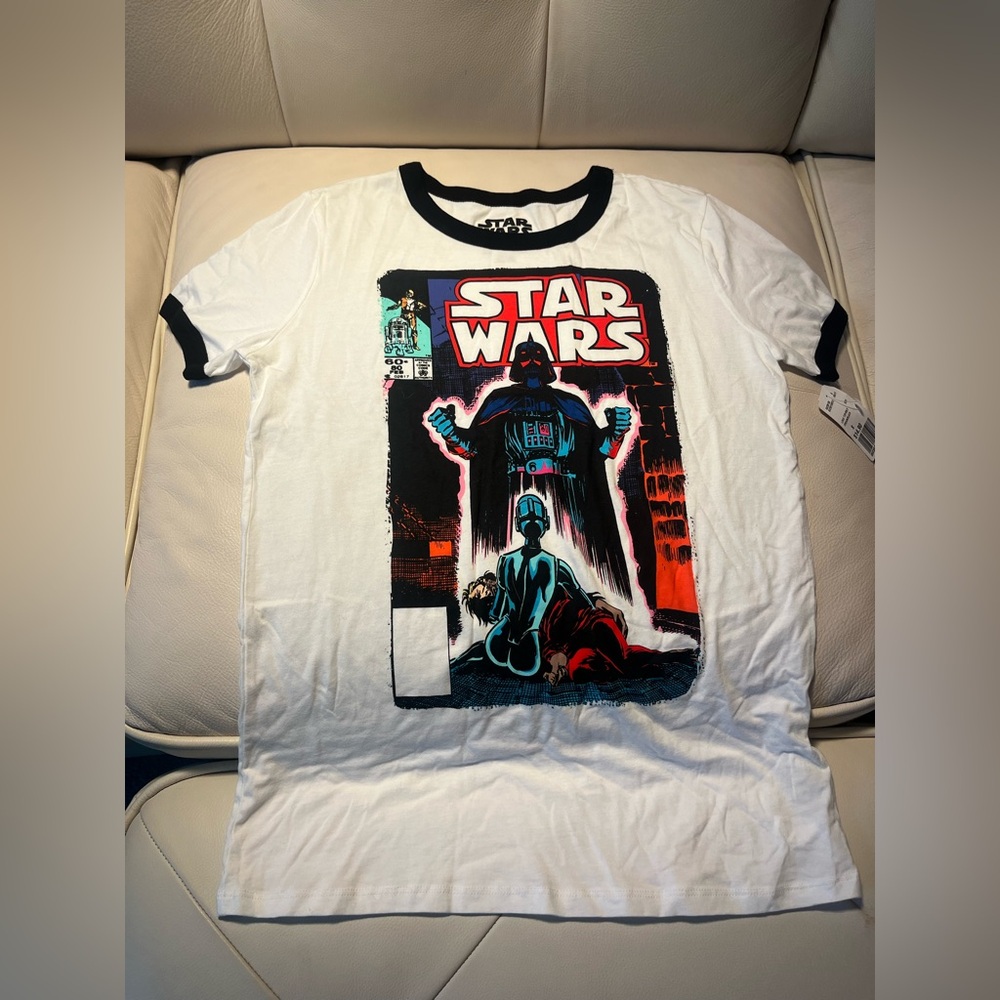 Star Wars White Tee with Darth Vader Graphic NWT